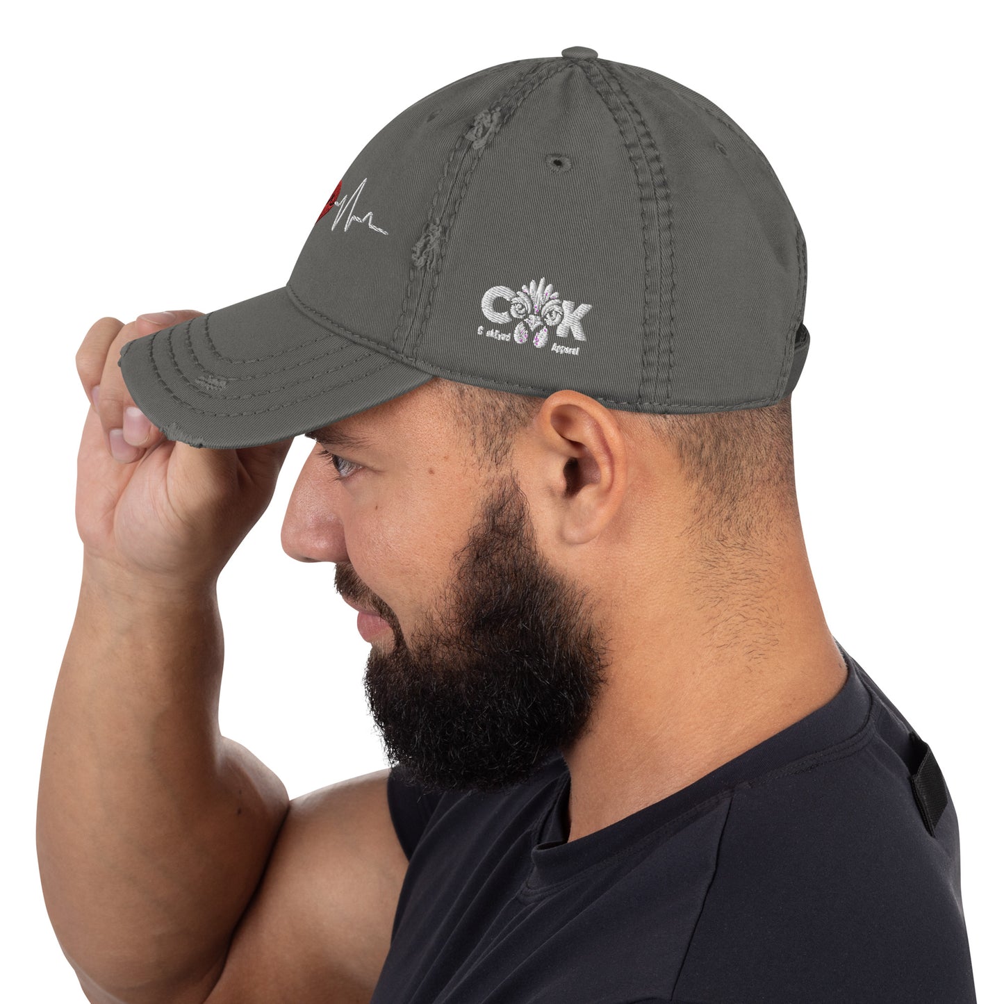 Heartbeat Cum Distressed Hat